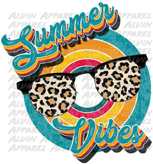 Summer Vibes Leopard Glasses Circle Transfer