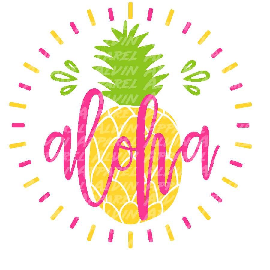 Pineapple Aloha Circle Dashes Transfer