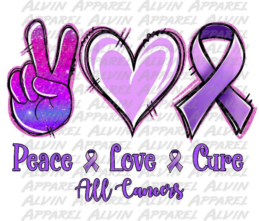 Peace Love Cure Cancer Awareness Transfer