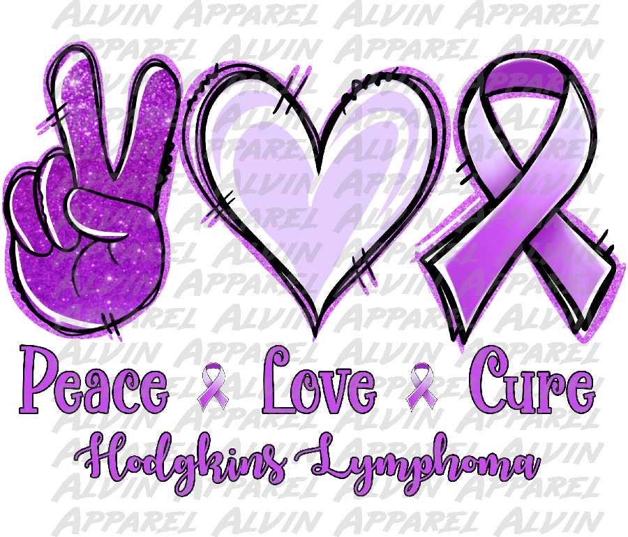 Peace Love Hodgkin's Lymphoma Cancer Awareness Transfer