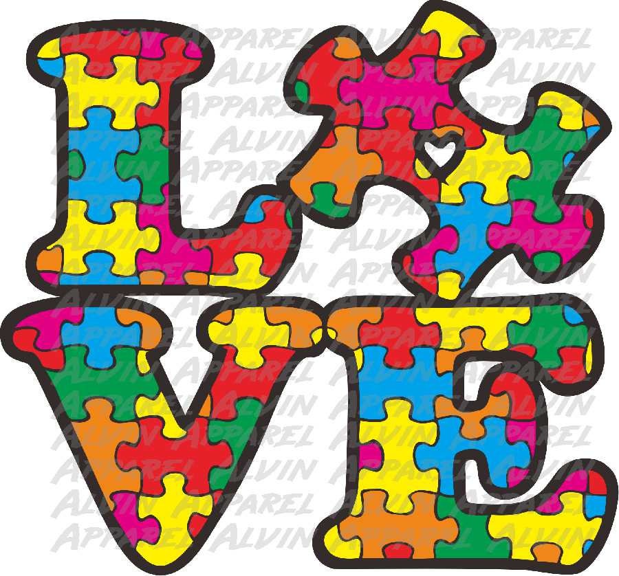 Love Puzzle Autism Awareness Transfer