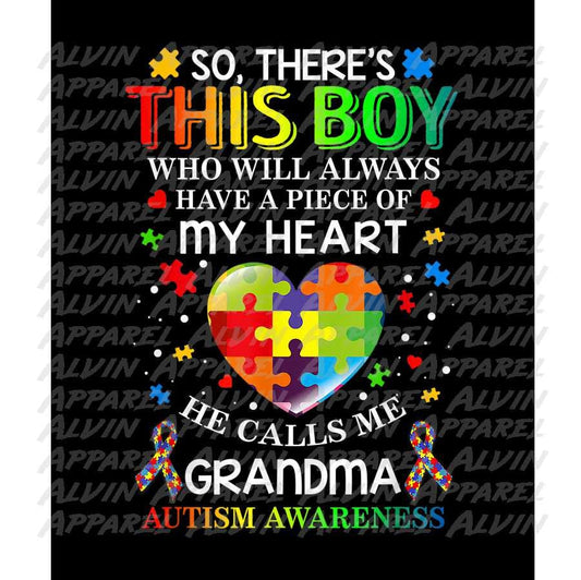 Has a Piece of My Heart Grandma Autism Awareness Transfer