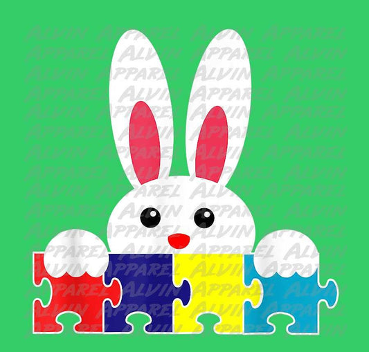 Easter Bunny Puzzle Autism Awareness Transfer