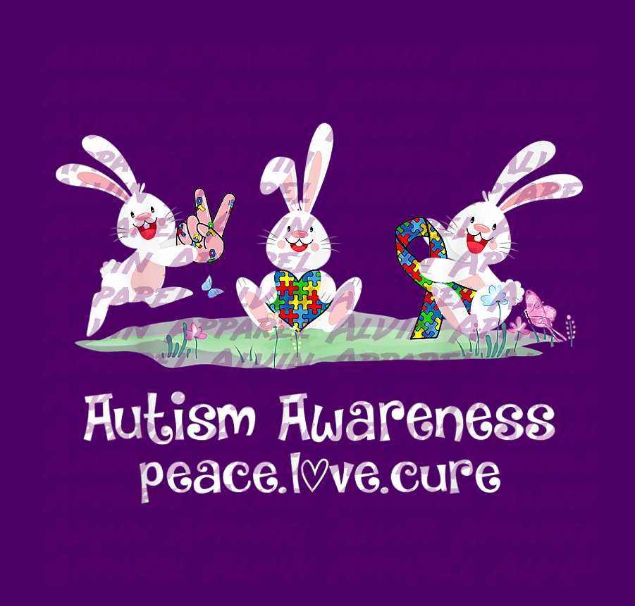 Easter Bunnies Peace Love Cure Autism Awareness Transfer