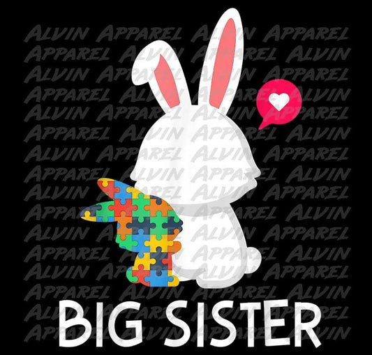 Big Sister Easter Bunny with Autism Awareness Transfer