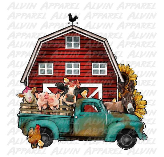 Barn Yard Animals Blue Truck Transfer