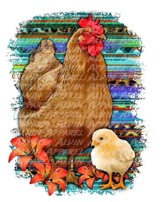 Hen Chicky Serape Transfer