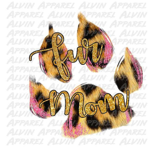 Fur Mom Leopard Paw Print Transfer
