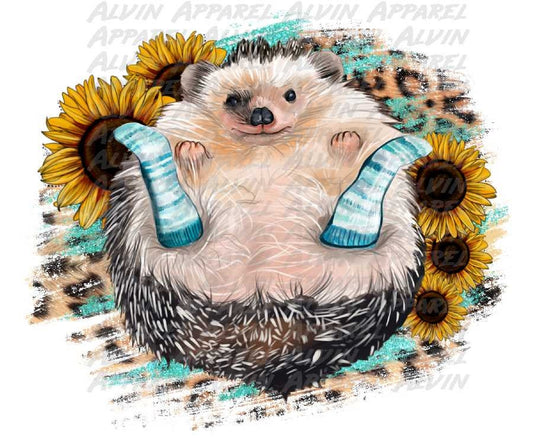 Hedgehog Sunflower Leopard Transfer