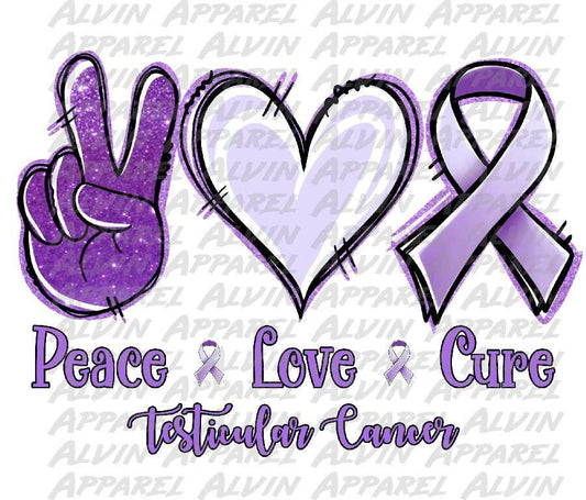 Peace Love Testicular  Cancer Awareness Transfer