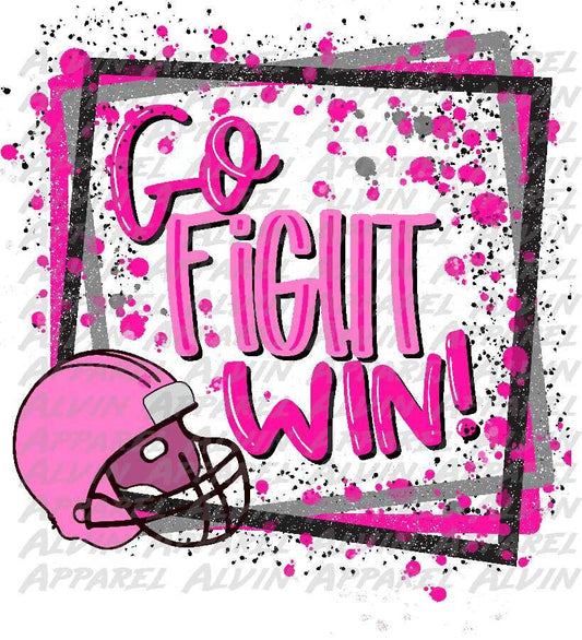 Breast Cancer Awareness Go Fight Win 3 Splatter Squares Transfer