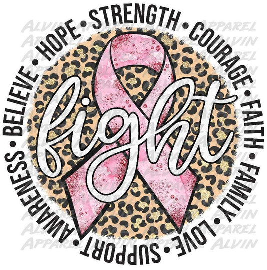 Breast Cancer Awareness Fight Circle Words Transfer