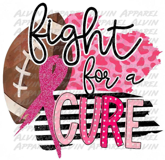 Breast Cancer Fight For a Cure Football Pink Leopard Transfer