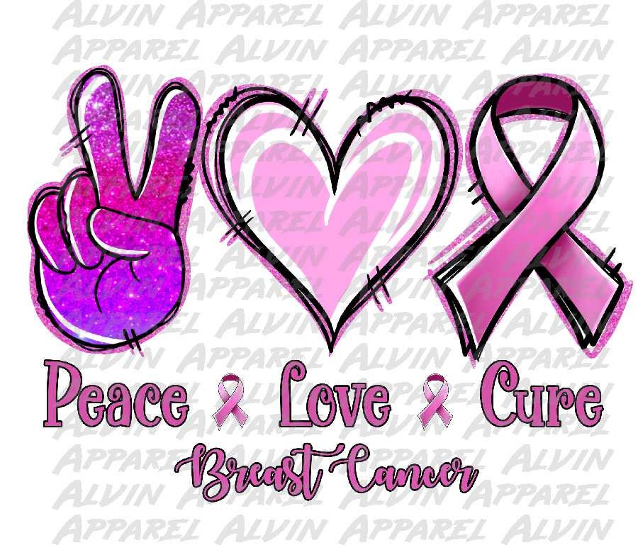 Peace Love Cure Breast Cancer Awareness Transfer