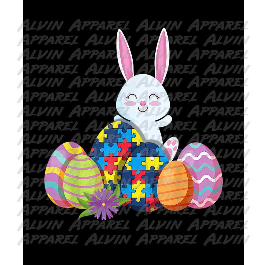 Easter Bunny Eggs Autism Awareness Transfer