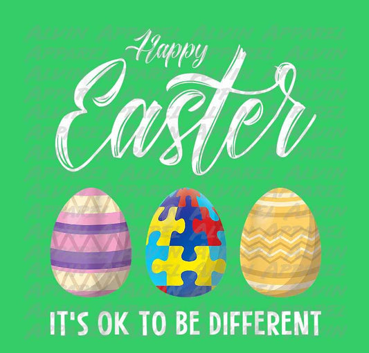 Happy Easter Its Ok To Be Different Eggs Autism Awareness Transfer