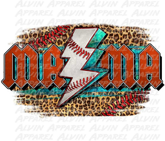 Baseball Mama Lightning Leopard DTF Transfer