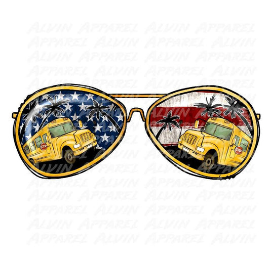 School Bus Driver Sunglasses American Flag Transfer