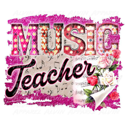 Music Teacher with Roses Transfer
