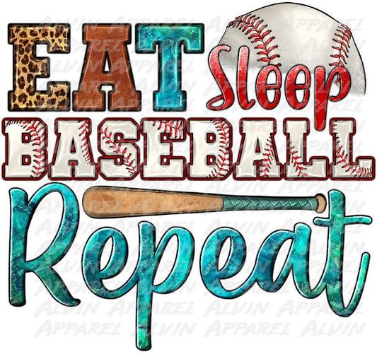 Eat Sleep Baseball Repeat DTF Transfer