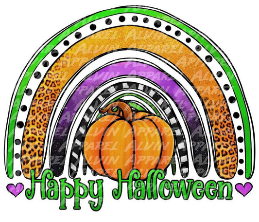 Happy Halloween rainbow pumpkin Transfer