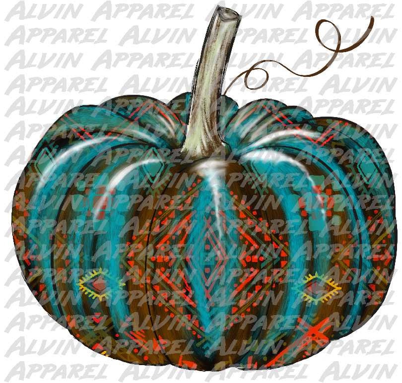 Teal aztec pumpkin Transfer