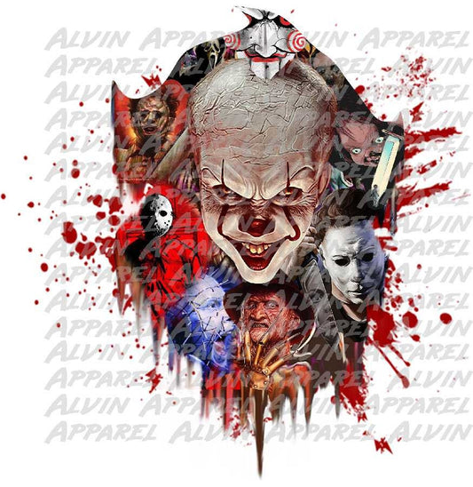 Horror clown blood splatter Transfer