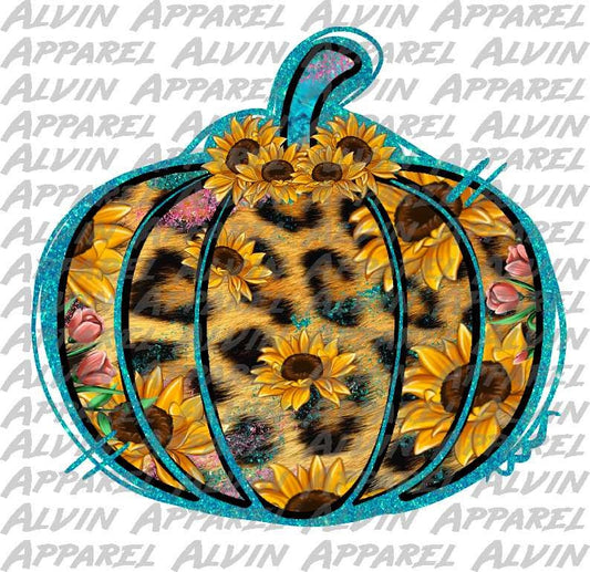 Leopard aqua glitter pumpkin Transfer