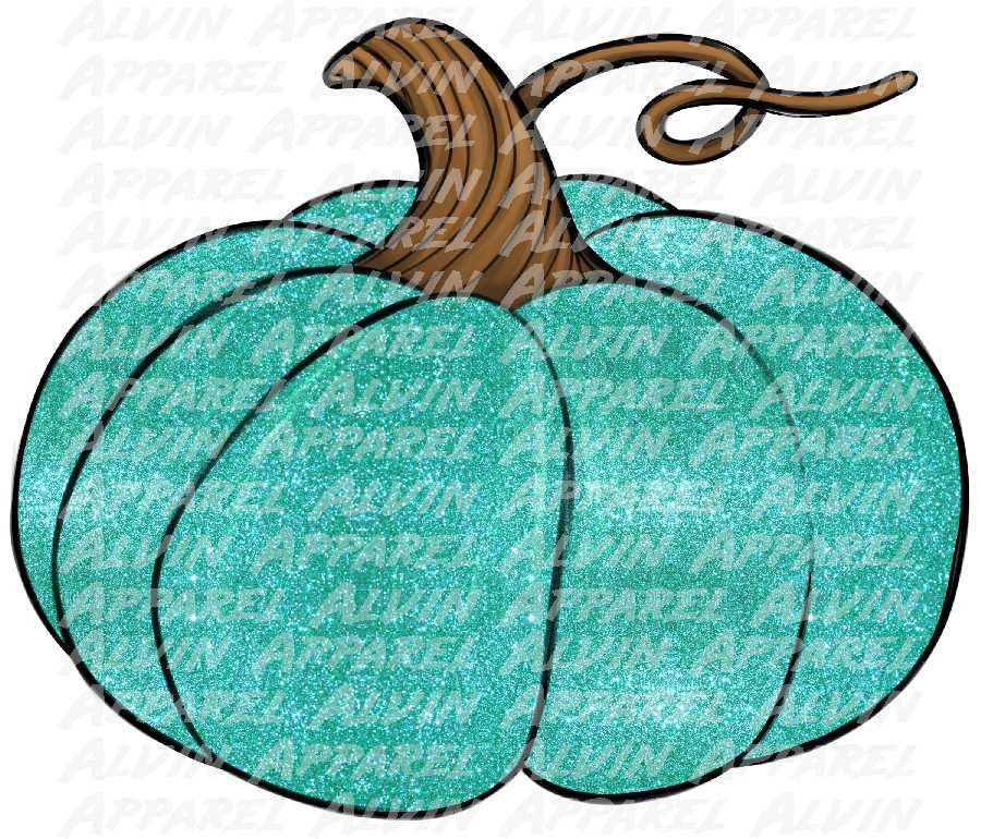 Teal glitter pumpkin Transfer