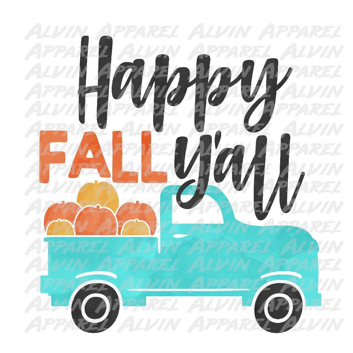 Happy Fall Y'all Blue Truck Transfer