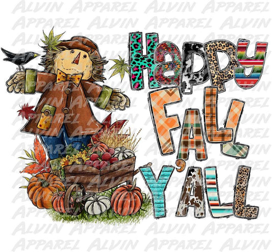 Happy Fall Y'all Scarecrow Transfer