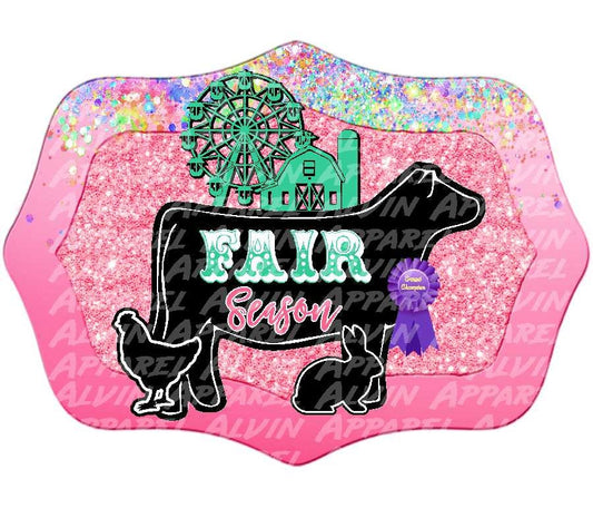 Fair Season Pink Glitter HEIFER Transfer