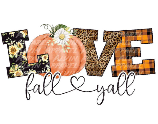 Love Fall Y'all Plaid Transfer