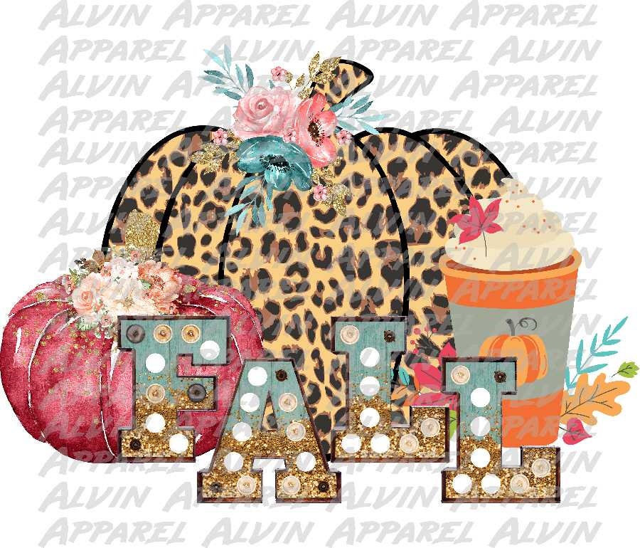 Fall Leopard Pumpkins Marquee Vibes Transfer