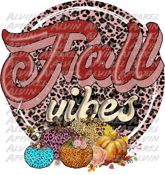 Fall Vibes Pink Leopard Circle Transfer