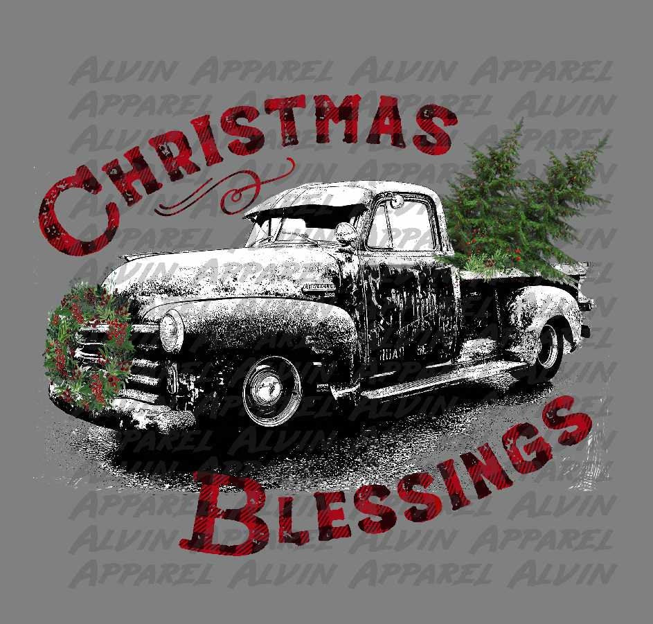 Christmas Blessings Snowy Truck Transfer