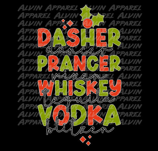 Dasher Dancer Prancer Whiskey Tequila Vodka Blitzen Transfer