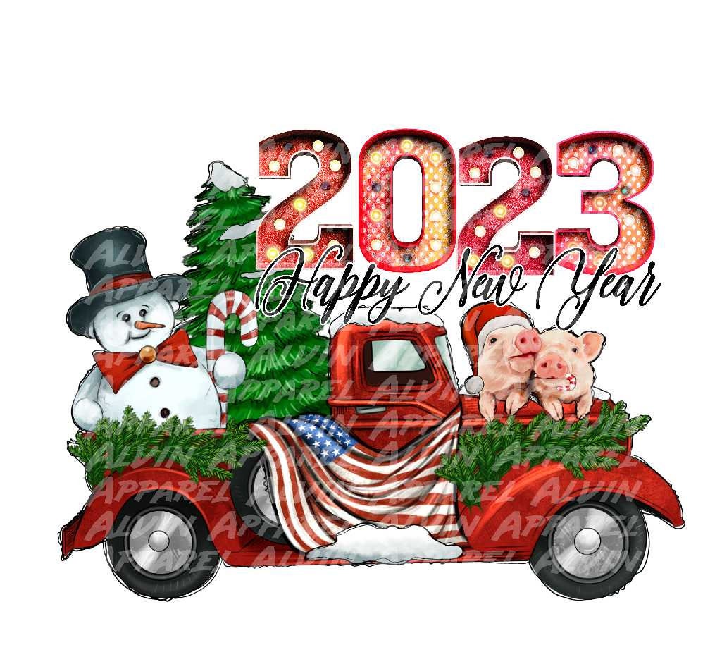 Happy New Year 2023 Red Truck Transfer