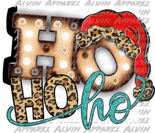 Ho Ho Ho Santa Hat Leopard Transfer