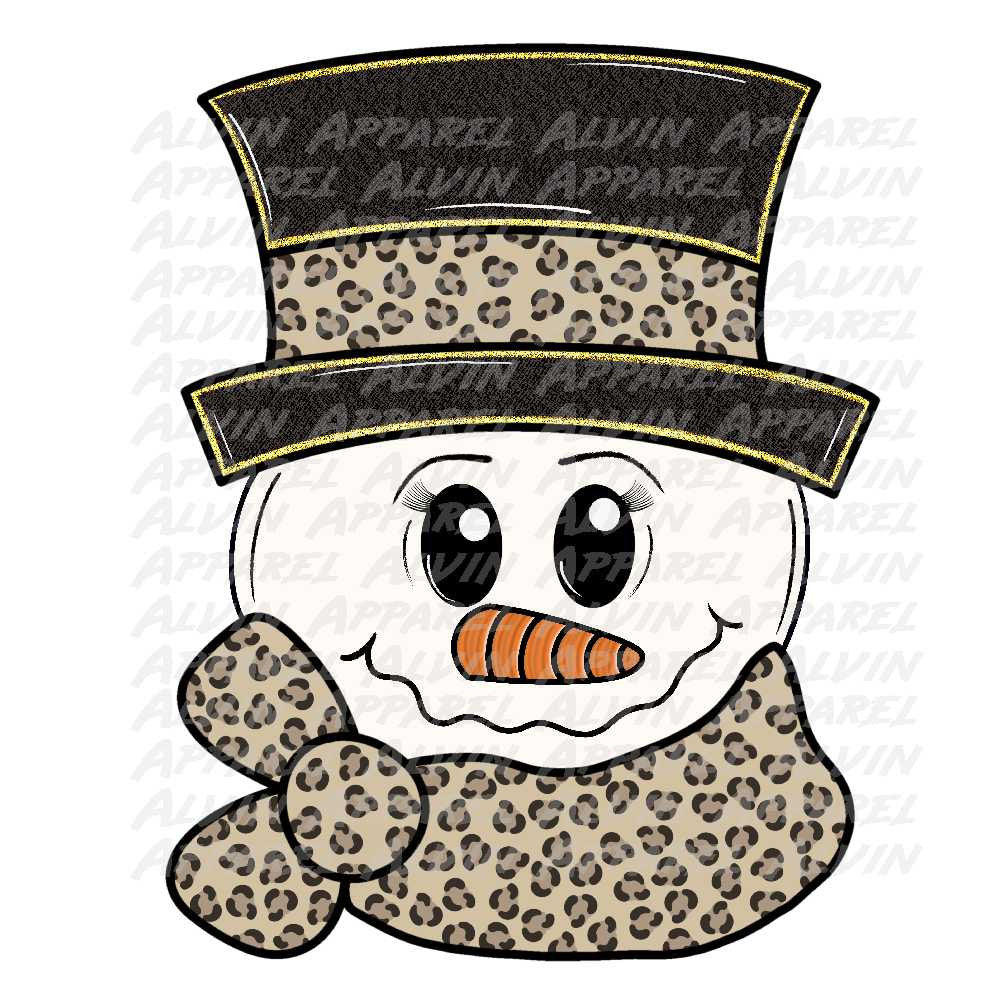 Snowman Leopard Hat Transfer