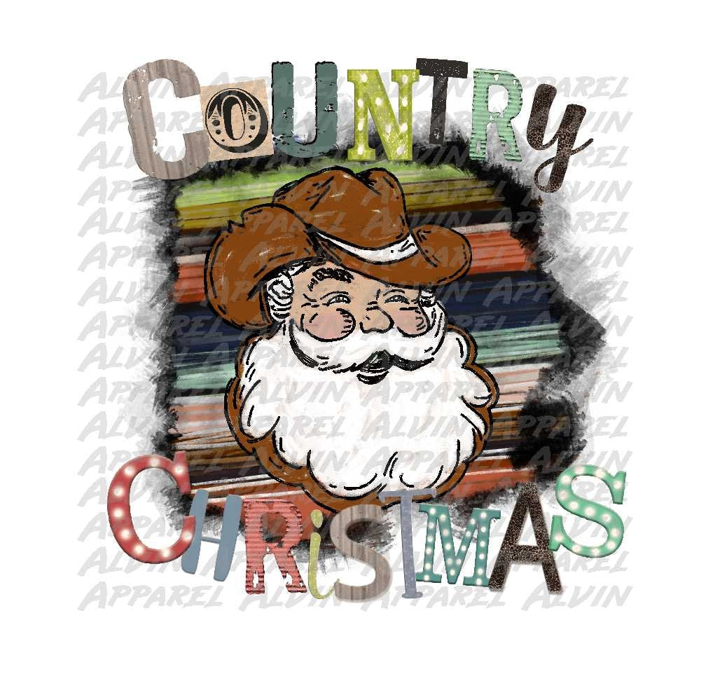 Country Christmas Santa Transfer