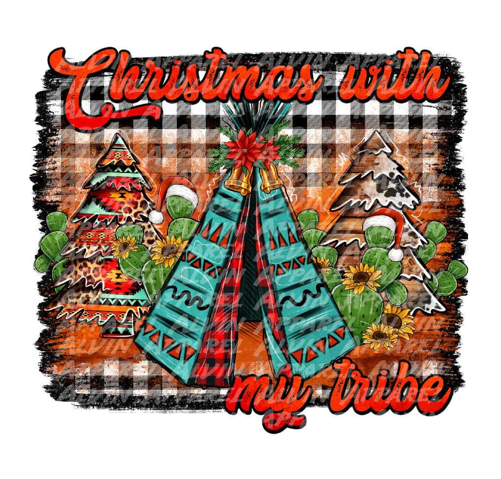 Christmas with my Tribe Teepees Transfer