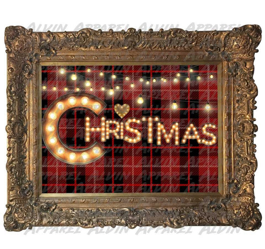 Christmas on Plaid Frame Transfer