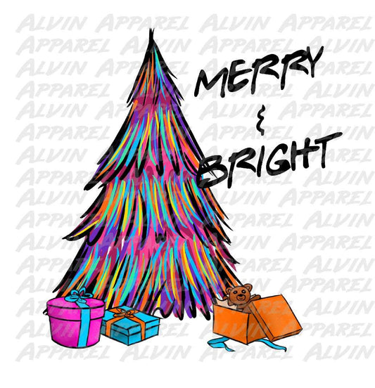 Merry n Bright Tree Colorful Transfer