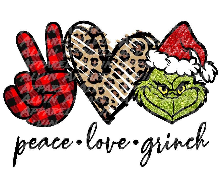 Peace Love Green Face Red Buffalo Plaid Transfer