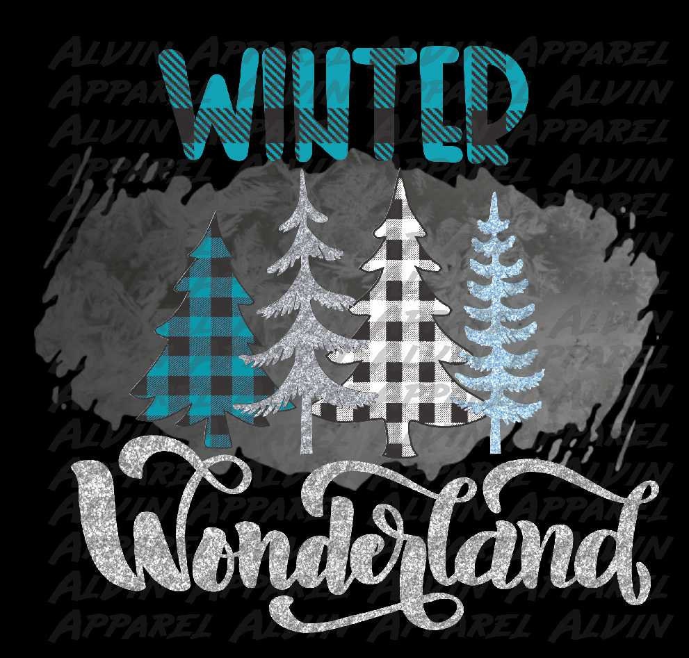 Winter Wonderland Blue Trees Transfer