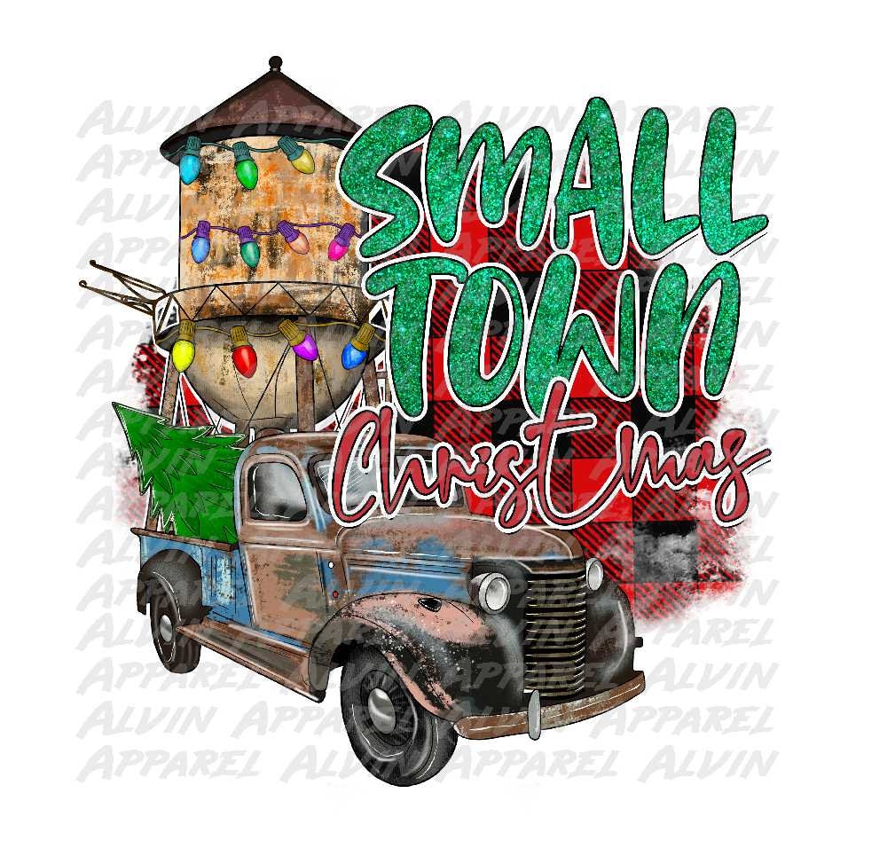 Small Town Christmas Truck Plaid Transfer