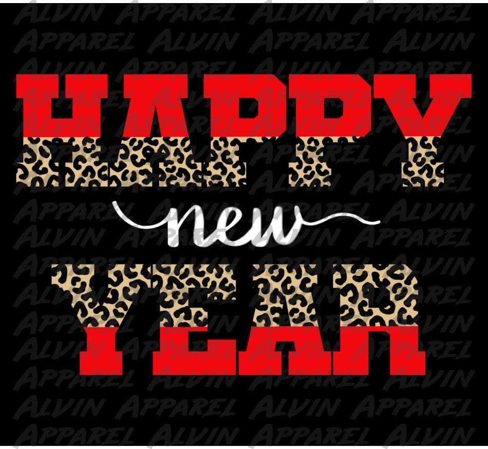 Happy New Year Red Leopard Transfer