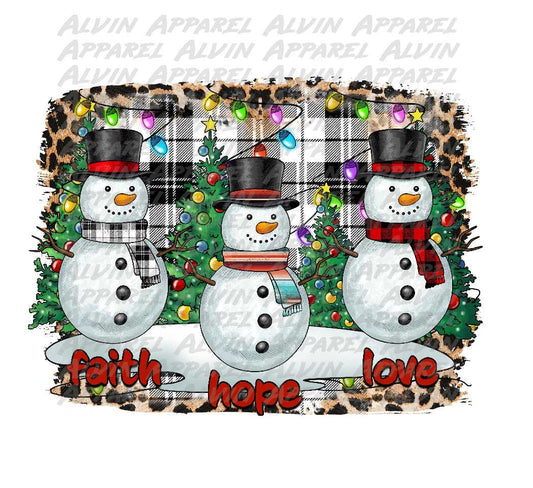 Snowmen Faith Love Hope Transfer