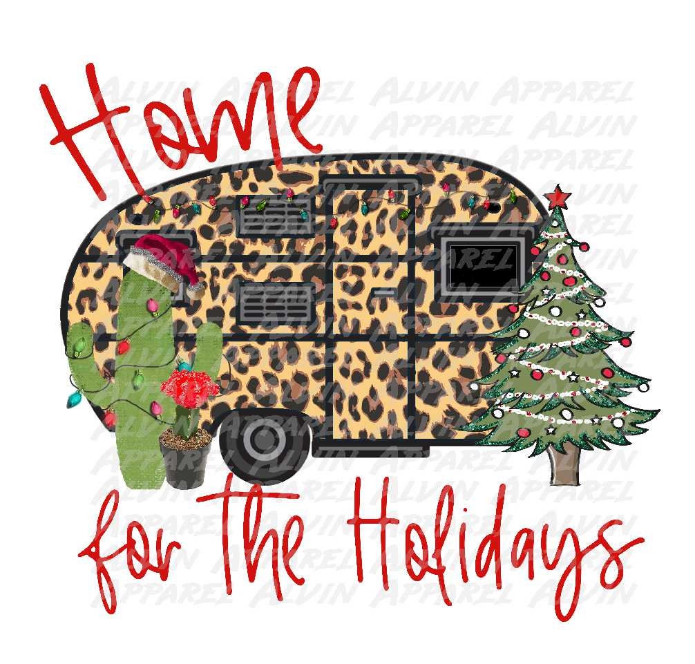 Home for the Holidays leopard camper Transfer